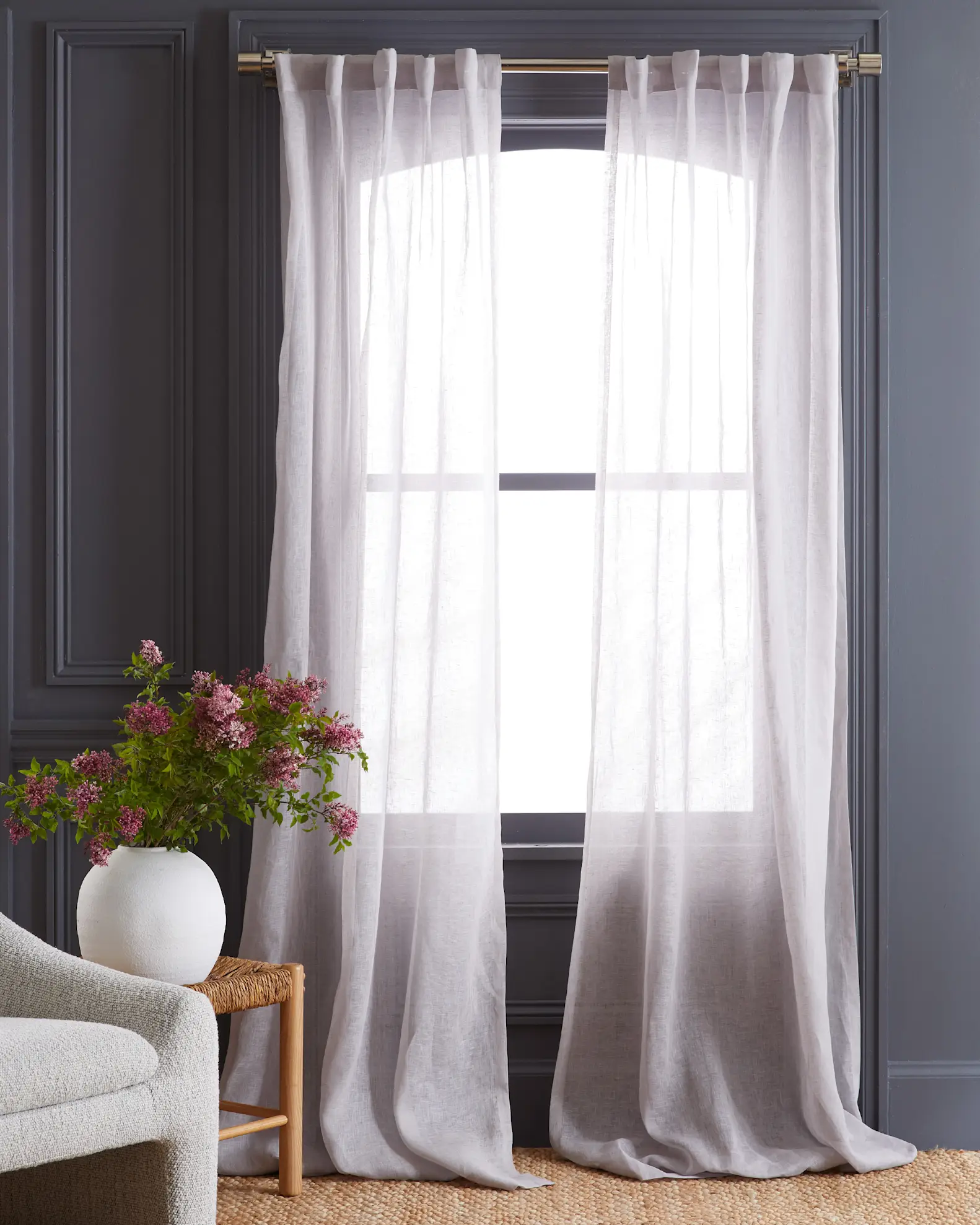 European Linen Sheer Curtain Set (Set of 2)