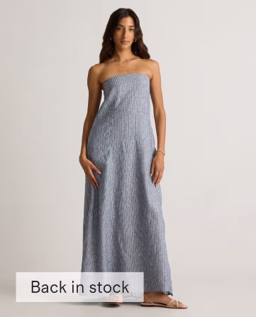 100% European Linen Strapless Maxi Dress
