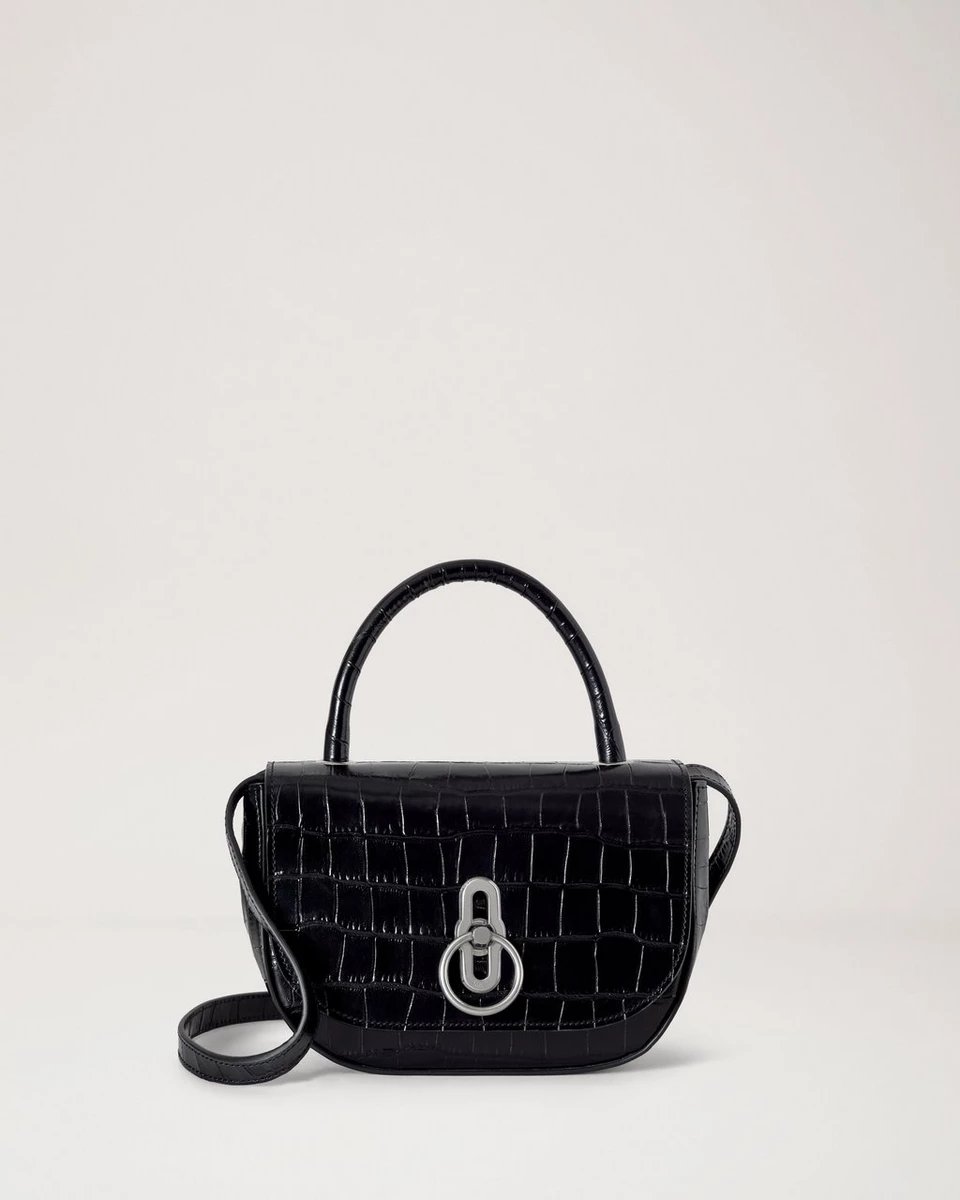 Small Amberley Top Handle in Black Croc