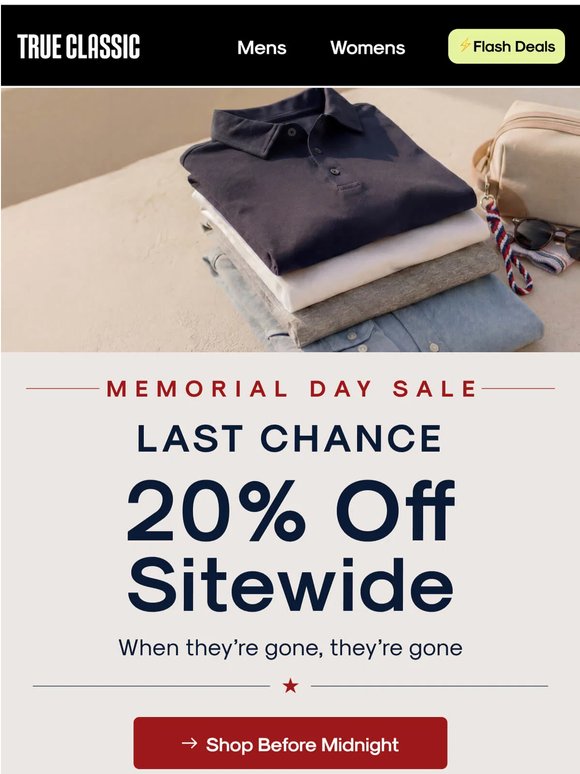 Ends Tonight: 20% Off Sitewide