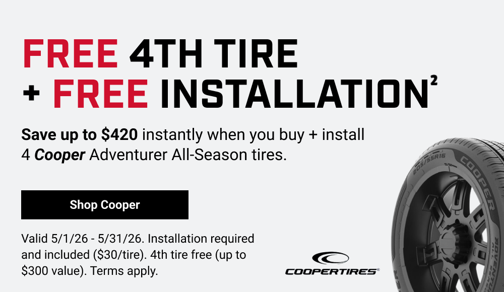 FREE 4TH TIRE + FREE INSTALLATION COOPER TIRES(2)