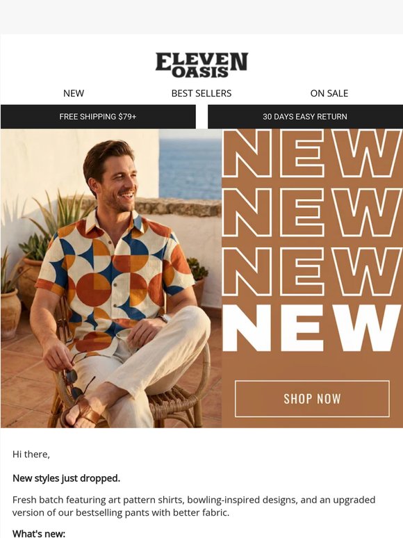 New drop: Art patterns, bowling shirts, upgraded pants 🎨