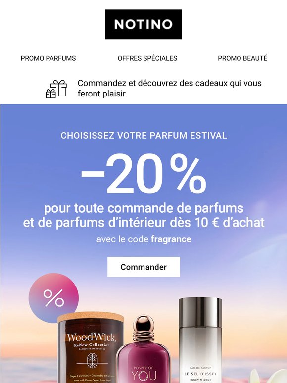 Choisissez votre parfum estival avec 20 % de réduction