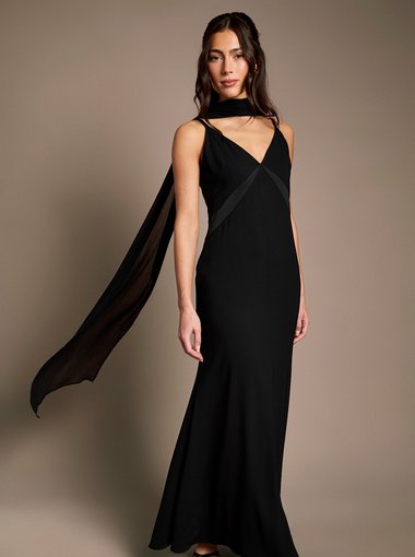 Black Chiffon Scarf