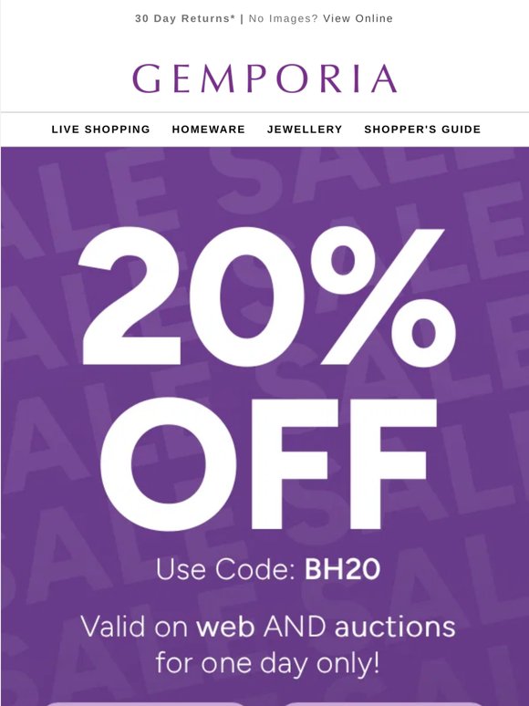 20% off web + TV today only! 🔥
