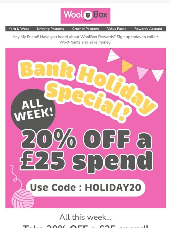 Take 20% Off This Bank Holiday! 🎉