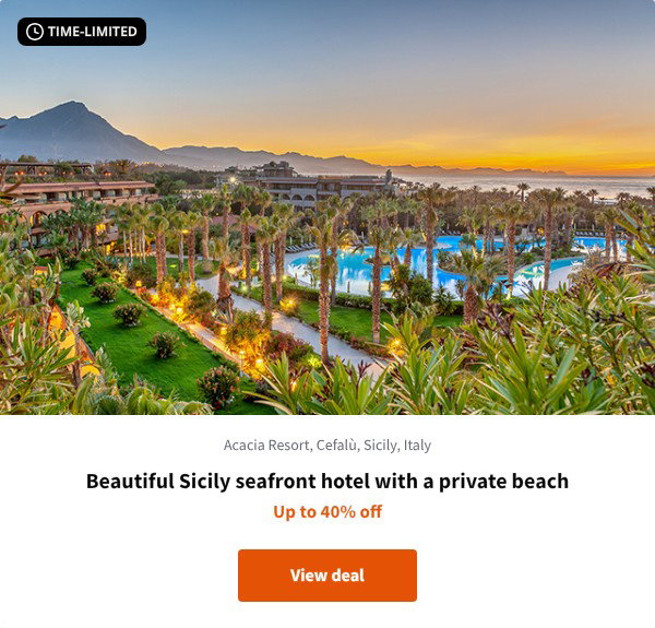 Beautiful Sicily seafront hotel with a private beach