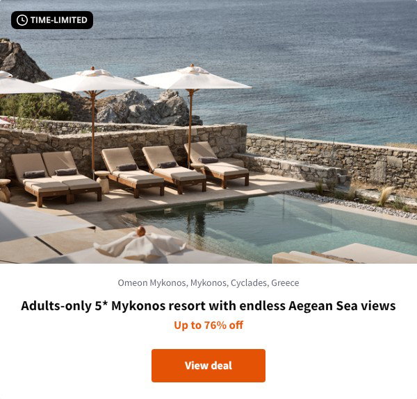 Adults-only 5* Mykonos resort with endless Aegean Sea views