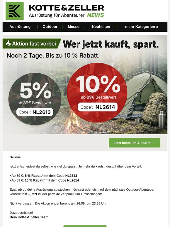 Fast vorbei: 10% extra auf alles