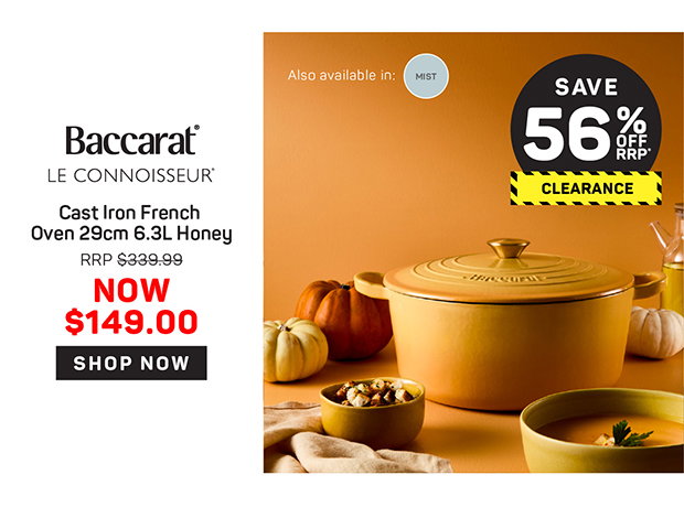 Baccarat Le Connoisseur Cast Iron Round French Oven 29cm 6.3L Honey