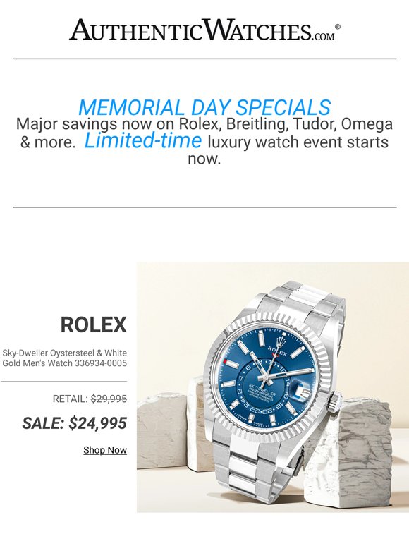 ROLEX, BREITLING, TUDOR & MORE 🔴⚪🔵 MEMORIAL DAY SPECIALS —Save $1,000-$10,000