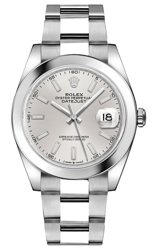 Datejust 41 Men's Silver Dial Domed Bezel Watch 126300-0003