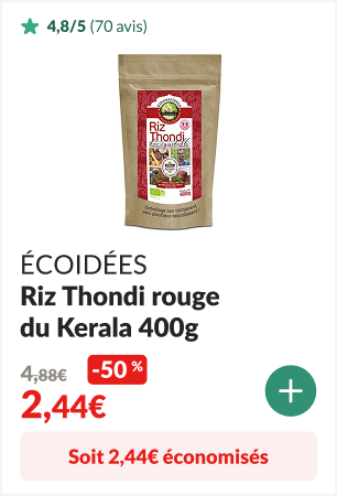 2,44 euros éconimisés sur le Riz Thondi rouge du Kerala 400g - ECOIDÉES