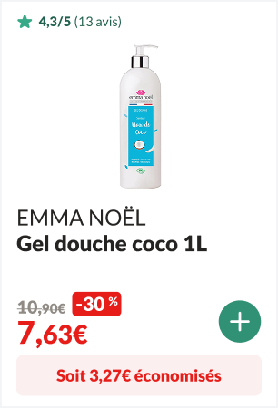 3,27 euros éconimisés sur le Gel douche coco bio 1L - EMMA NOËL