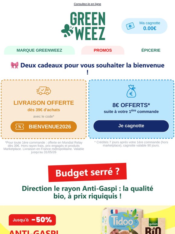 Anti-gaspi : 30€ économisés sur votre 🧺 bio