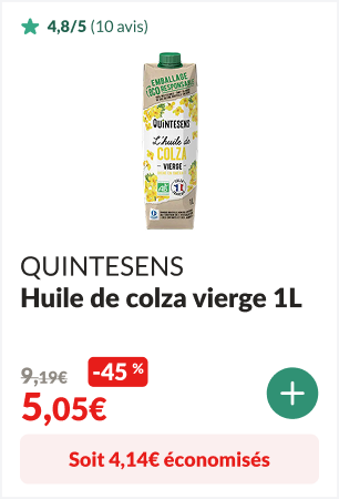 4,14euros éconimisés sur l'Huile de colza vierge 1L - QUINTESENS