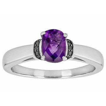Purple African Amethyst Rhodium Over Silver Ring 0.83ctw