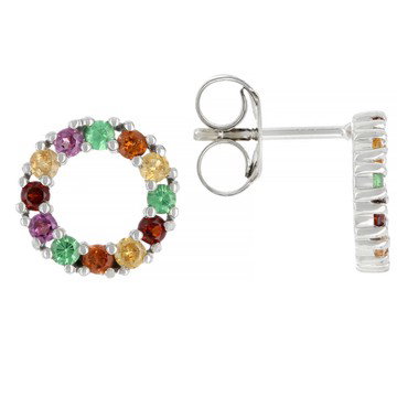 Multi-Garnet Platinum Over Sterling Silver Earrings 0.93ctw