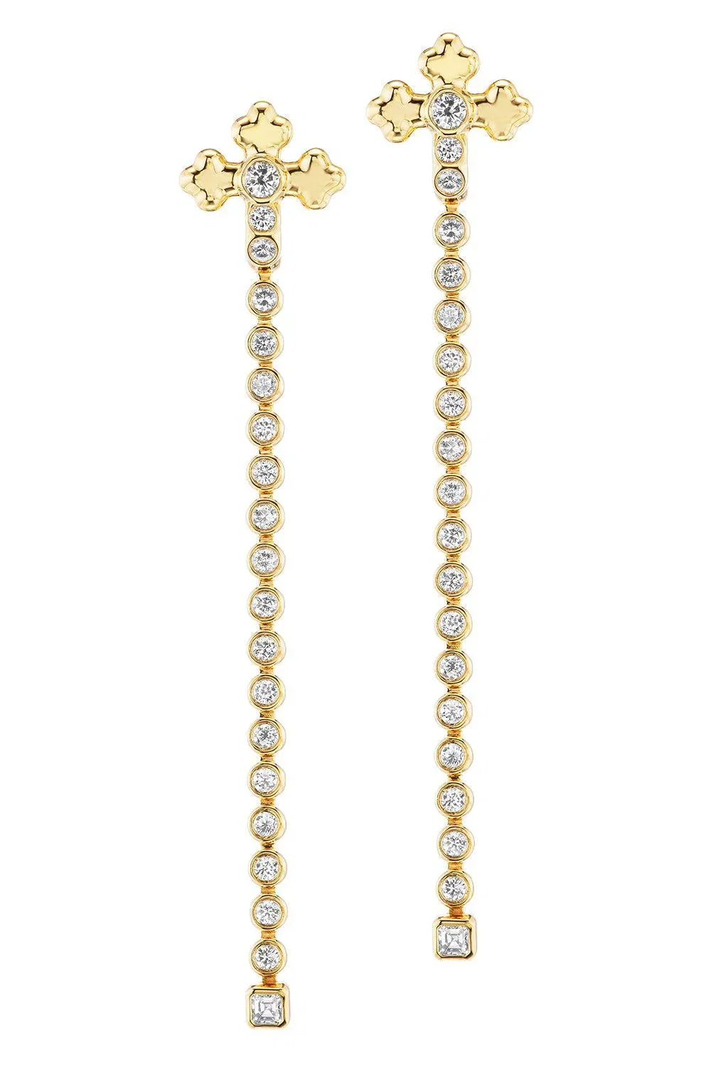 Image of diamond large cross huggie earrings