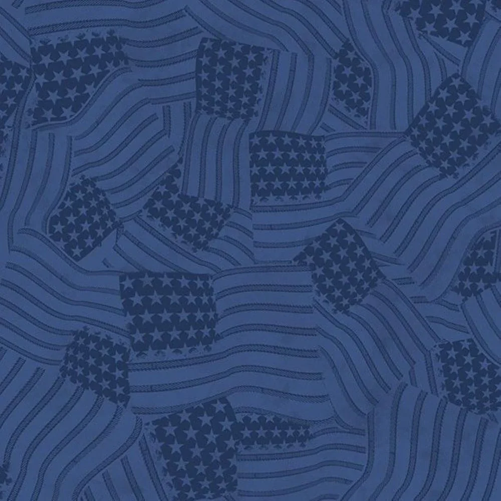 Image of Wilmington Prints - Founding Glory by Jennifer Pugh - Tonal Flags - Navy - 108