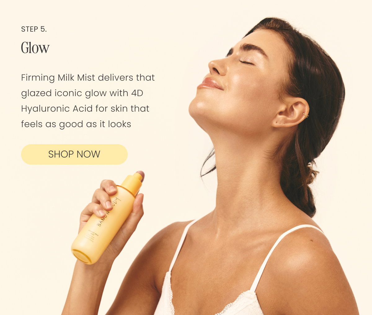 Glow Firming Milk Mist delivers that glazed iconic glow with 4D hyaluronic acid for skin that feels as good as it looks.