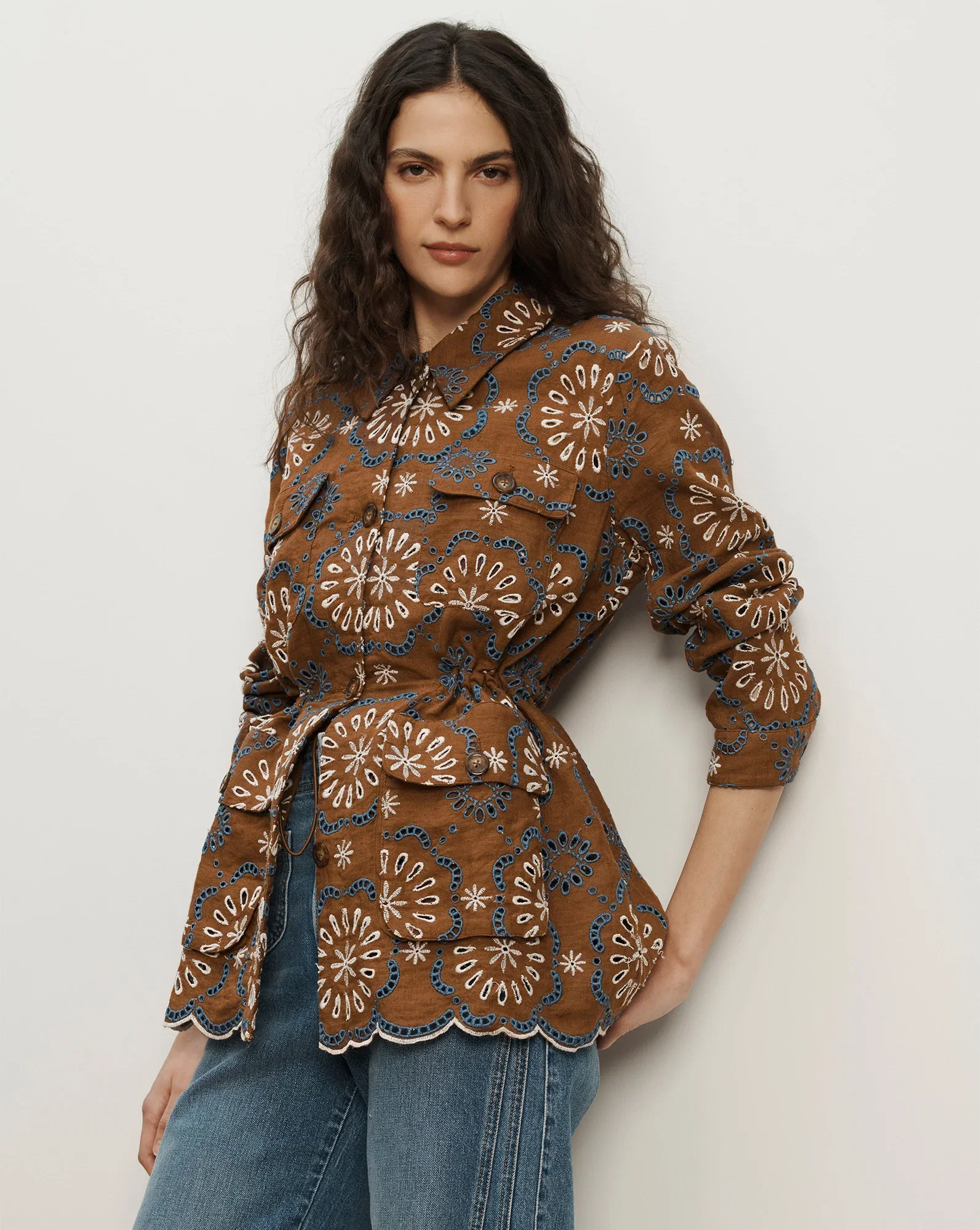 Image of Kiki Linen Eyelet Jacket