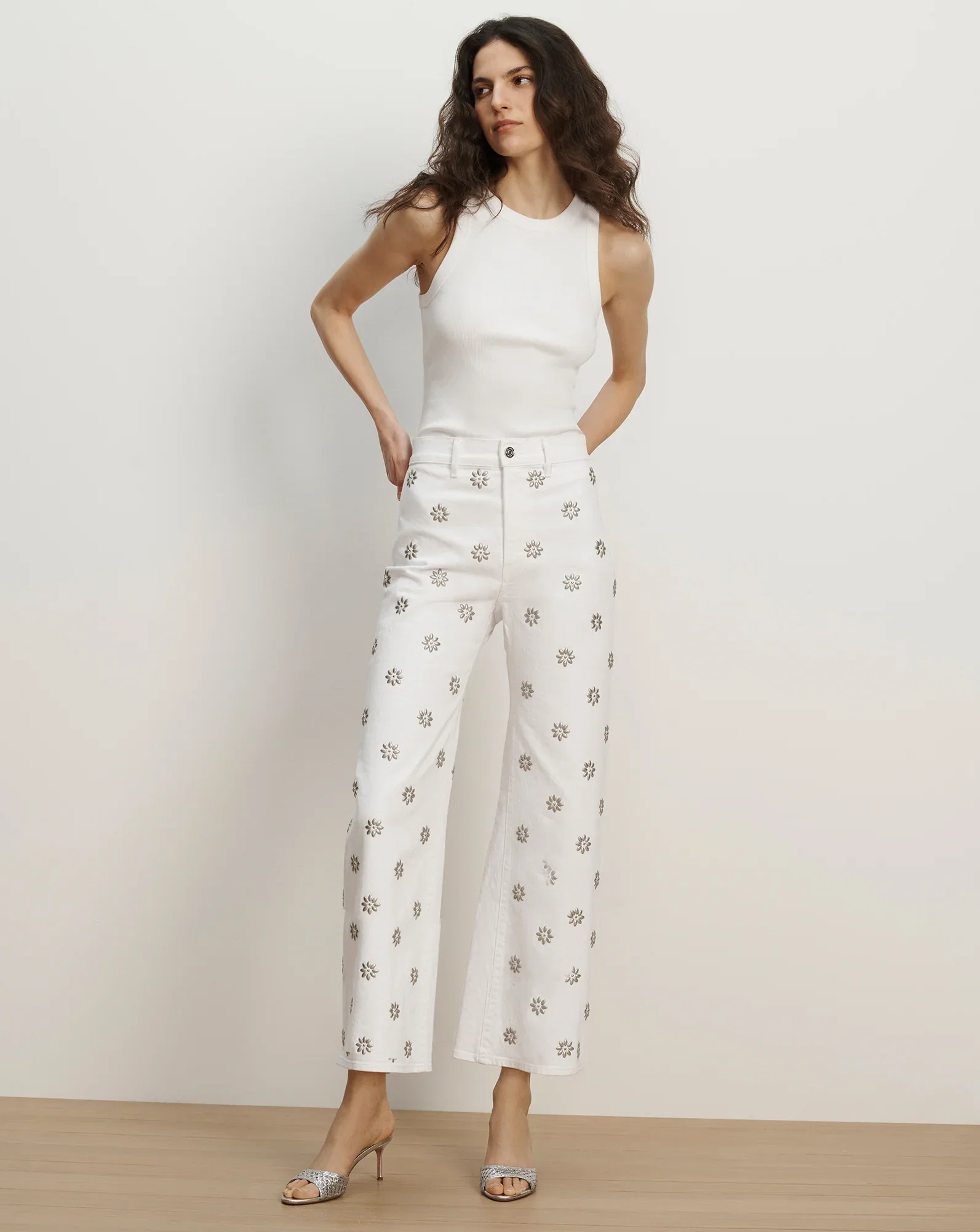 Image of Grant Studded Wide-Leg Jean