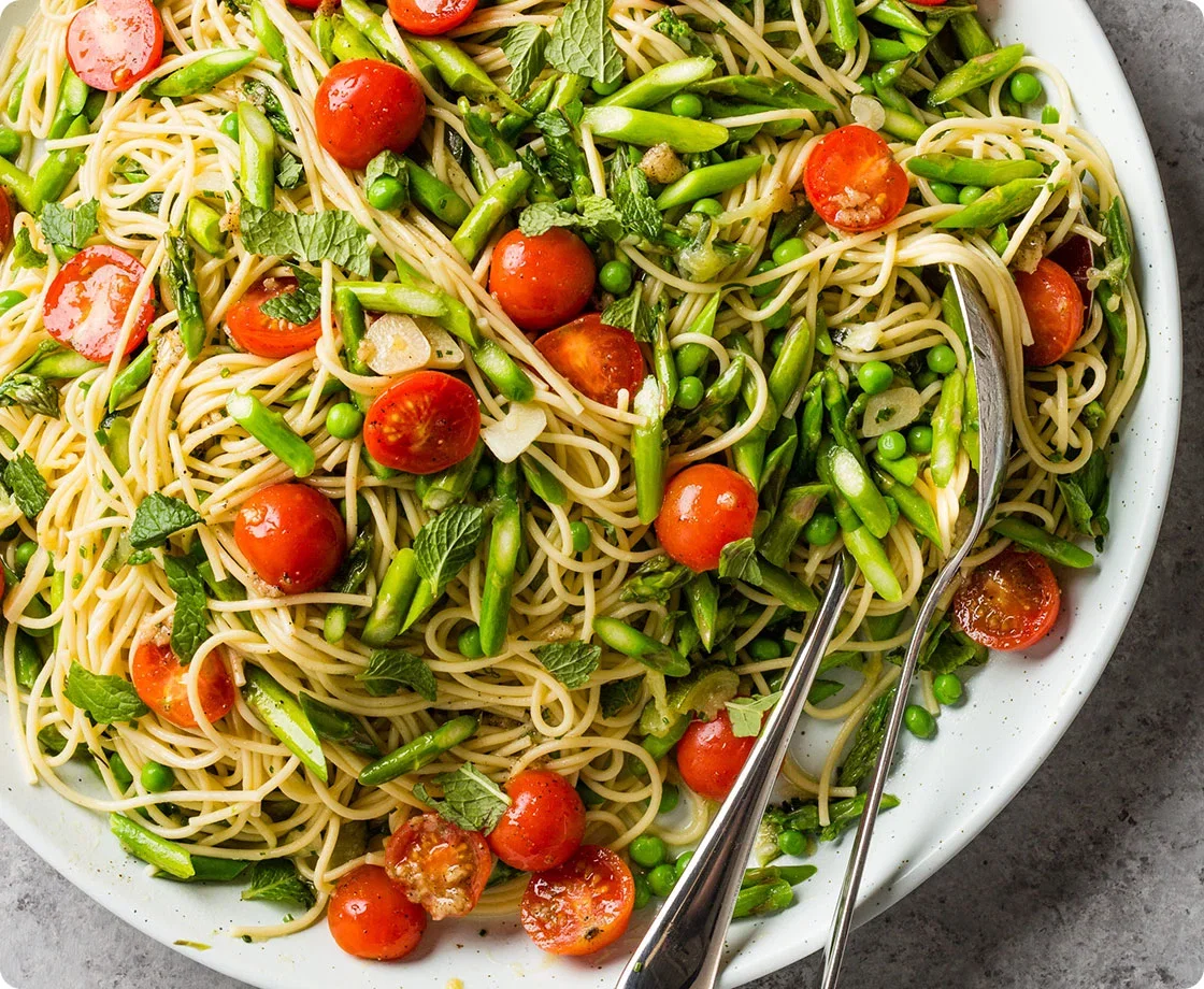 Spaghetti with Spring Vegetables