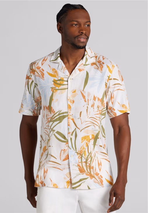 Joseph Abboud Modern Fit Lightweight Short Sleeve Camp Shirt