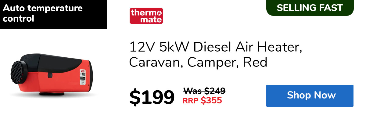 12V 5kW Diesel Air Heater, Caravan, Camper, Red