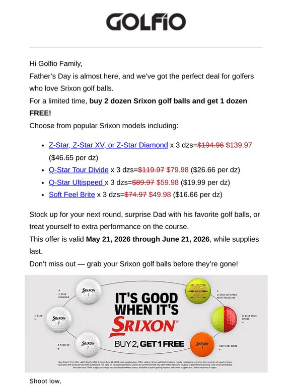 Father’s Day Golf Deal ⛳ Buy 2, Get 1 FREE