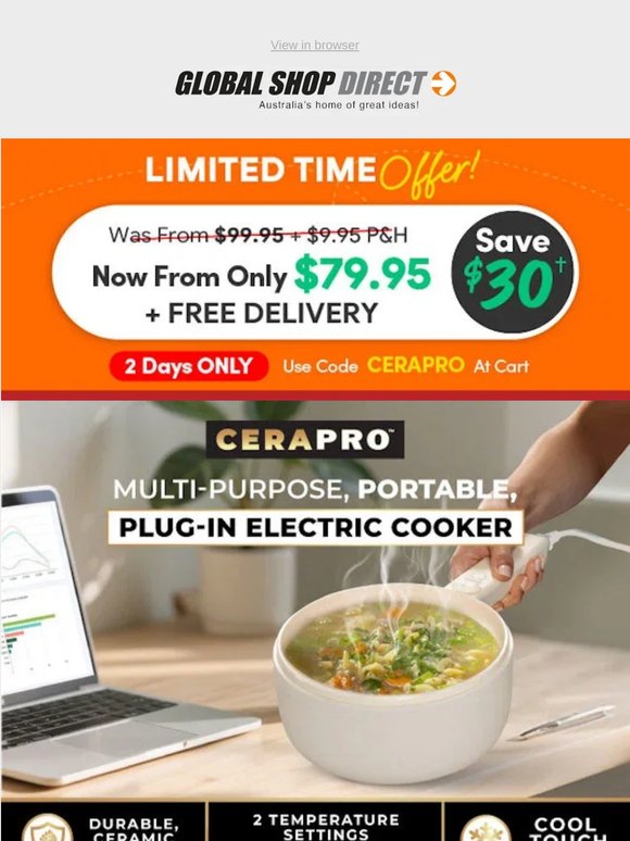 Save $30 on CeraPro Electric Cooker! 2 Days Only!