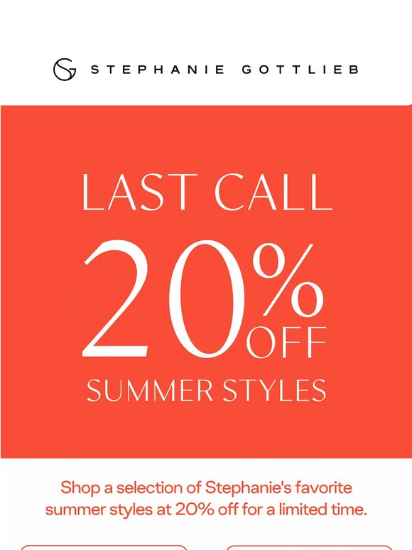 LAST CALL FOR 20% OFF