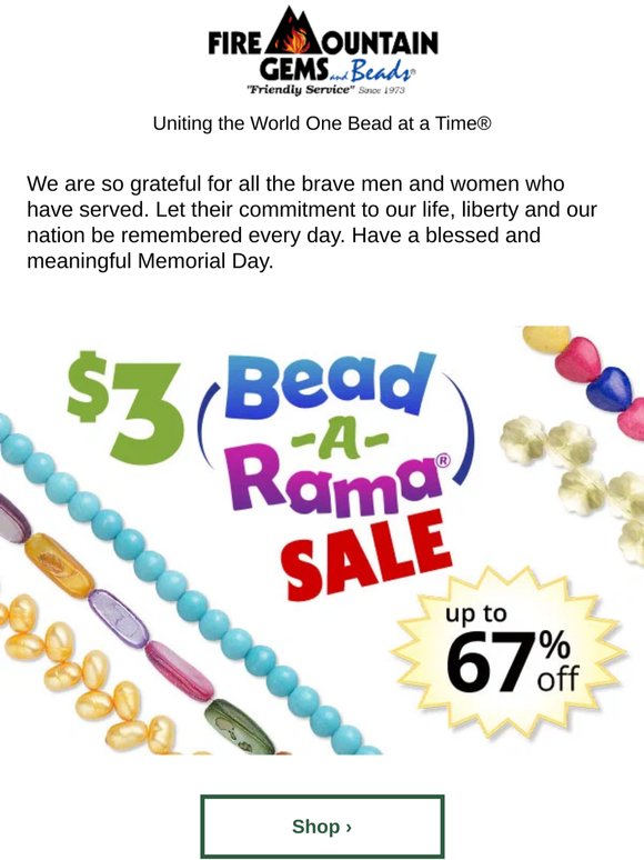 Shop the Bead-a-Rama SALE with Gemstone, Shell, Glass and Metal Beads