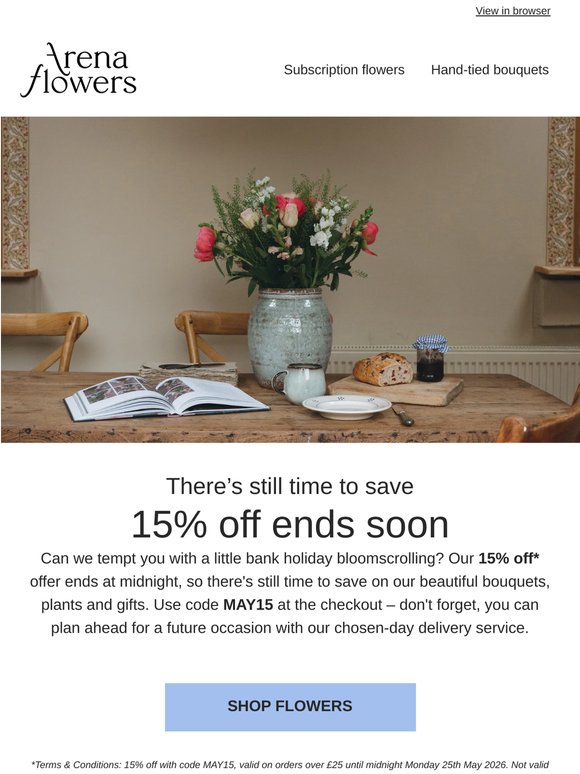 15% off ends soon