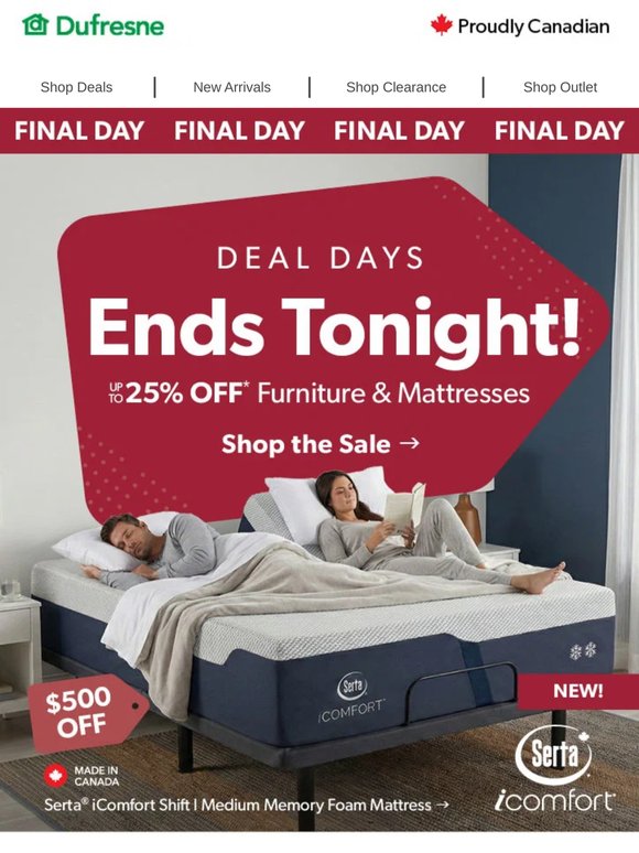 Ends Tonight! 🕰️ Bedroom Furniture and Mattress Sale