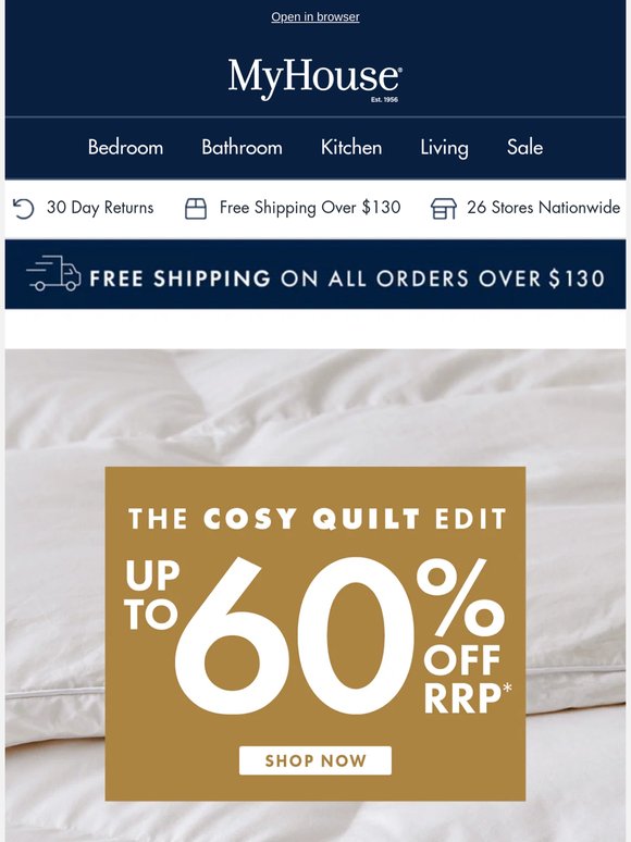 Up to 60% Off The Cosy Quilt Edit 🛌