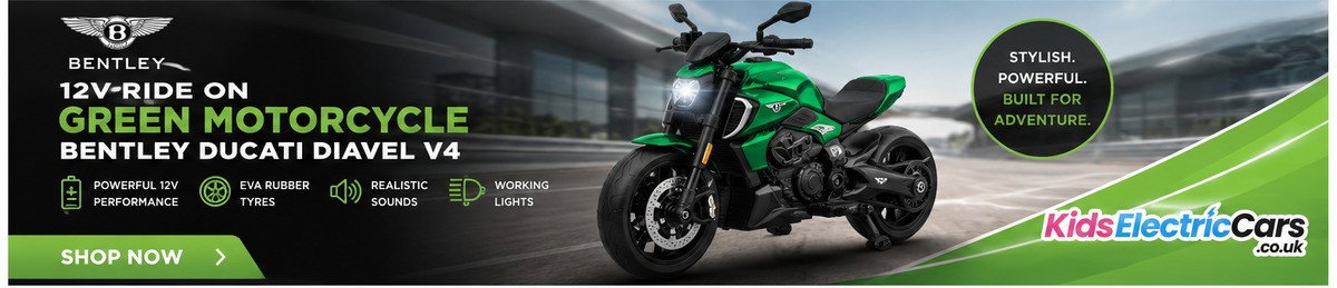12V green Bentley Ducati Diavel V4 ride on motorcycle