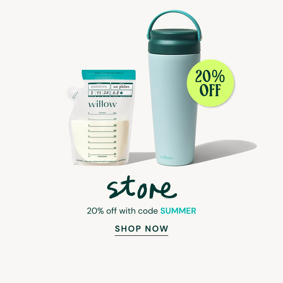 Breast milk storage bag and insulated bottle with summer discount