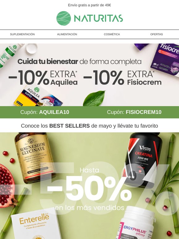 💸Hasta -10% EXTRA en Aquilea y Fisiocrem