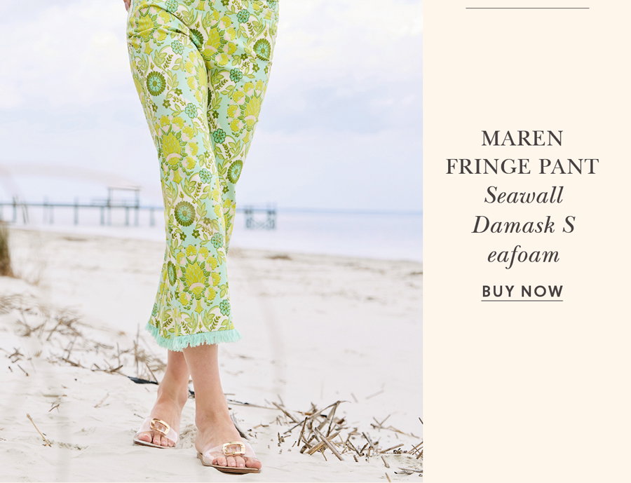 Maren Fringe Pant Seawall Damask Seafoam