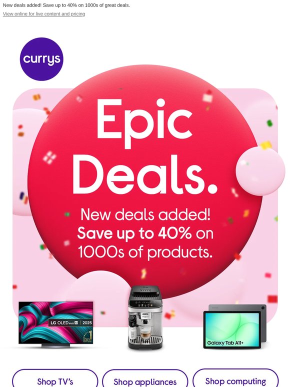 Open for bank holiday deals!
