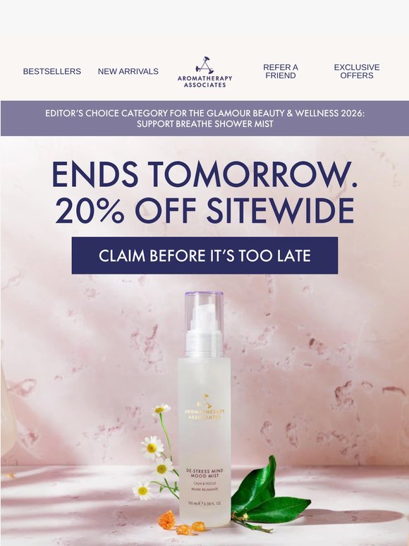 Ends tomorrow. 20% off everything.