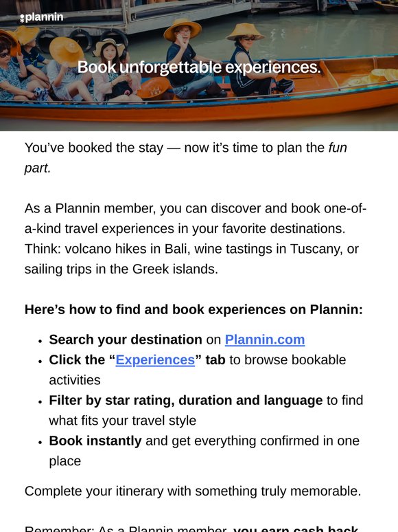 Book unforgettable travel experiences.