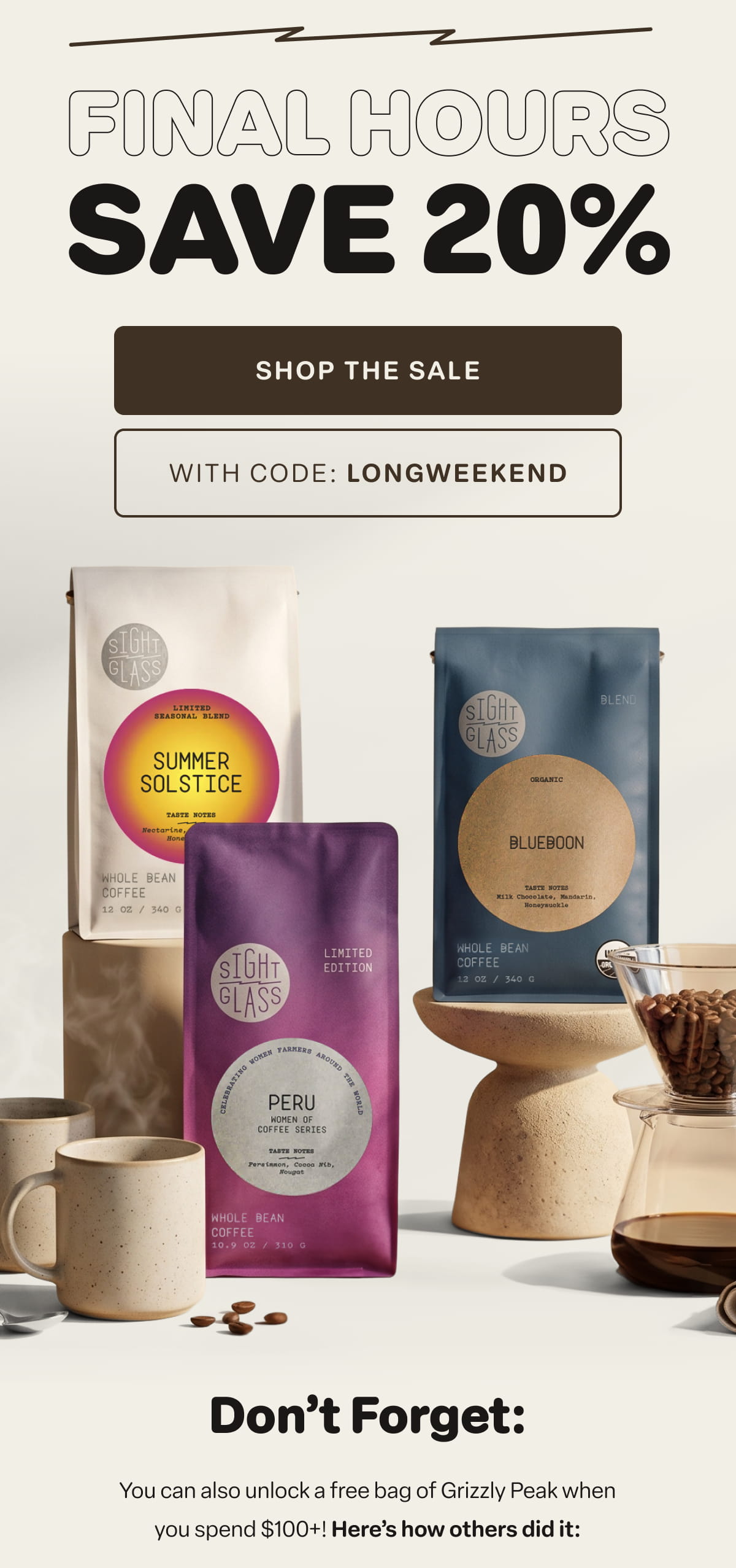 Final Hours. Save 20% With Code: LONGWEEKEND [Click here to Shop The Sale]