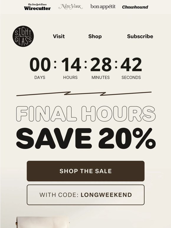 Last call for 20% off and free coffee ☕️