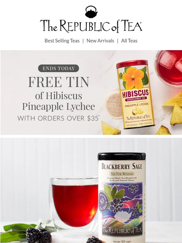 ENDS TODAY! Free Tea With Orders Over $35