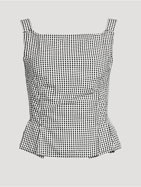 Sunfaded Top In Gingham Print