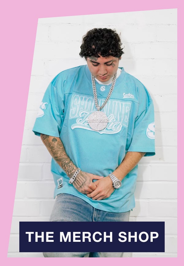 Check out the Merch Shop, with tees and jerseys from the Cookies x Shoreline Mafia collab