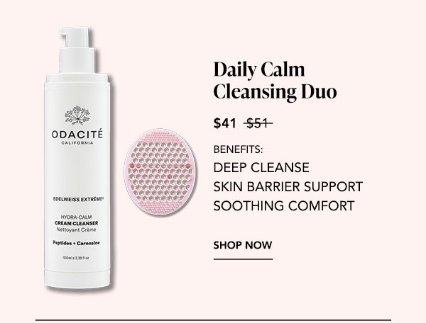 Product: Odacité Edelweiss Extrême Hydra-Calm Cream Cleanser with silicone cleansing brush